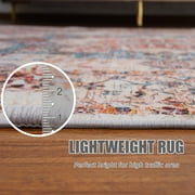 TWINNIS Boho Area Rug Vintage Tribal Carpet Anti-Slip Rug Washable Persian Carpet for Living Room Bedroom,Orange,4'x6'