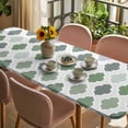 thumbnail image 3 of Green Geometric Table Cloths for 8 Foot Rectangle Tables, Vintage Moroccan Rhombic Bohemia Gray Patio Waterproof Elastic Fitted Tablecloths, Washable Rectangular Table Cover for Camping, 3 of 8
