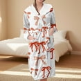 thumbnail image 2 of Women's Fleece Plush Robe Long Warm Plush Bathrobe Loungewear Jacket Printed Comfort Robe, 2 of 5