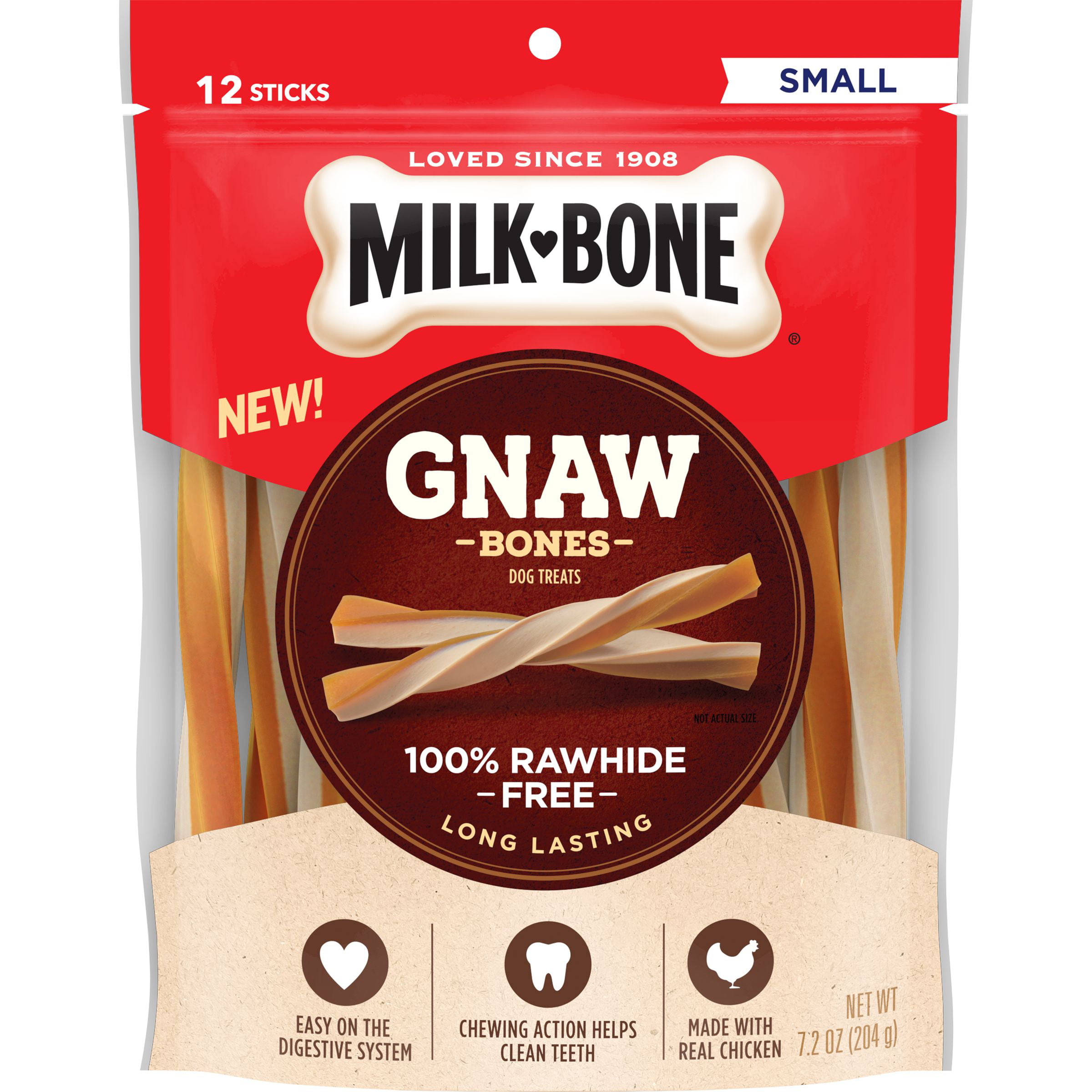 Milk-Bone Gnawbones Chicken Sticks 7.2 oz Pouch Rawhide-Free 