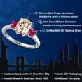 thumbnail image 2 of Gem Stone King 925 Sterling Silver Peach Morganite and Red Ruby Engagement Ring for Women | 2.30 Cttw | Oval 9X7MM | Gemstone October Birthstone | Size 9, 2 of 6