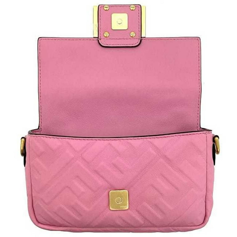 Pre Owned Fendi Baguette Small Pink Gold 8BS017 Leather GP FENDI Shoulder Bag FF Embossed Ladies Chain Like New Walmart