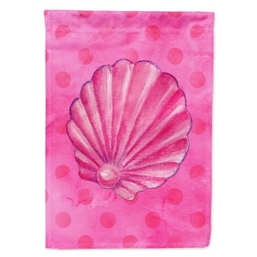 Carolines Treasures BB8244GF Pink Sea Shell Pink Polkadot Flag Garden Size  Small multicolor