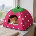 thumbnail image 4 of CHGBMOK Cute Strawberry Cat House Indoors Winter Warm Pet Dog Bed Foldable Fleece Warm Yurt, 4 of 8