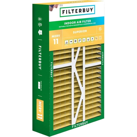 Filterbuy 16x25x5 MERV 11 Pleated HVAC AC Furnace Air Filters for Amana, Coleman, Goodman, Maytag, York, and More (1-Pack)