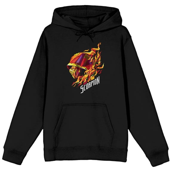 Mens Mortal Kombat Scorpion Mask Black Hooded Sweatshirt-XXL