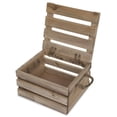 thumbnail image 3 of Antique Light Brown Wooden Crate Storage Box with Lid - 7in, 3 of 4