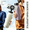 thumbnail image 2 of Hatisan 24 oz Insulated Water Bottle, Magnetic Stainless Steel Water Bottle, with Mobile Phone Holder Tripod, Hot for 12H, Cold for 24H(Beige), 2 of 8