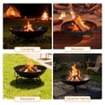 thumbnail image 4 of 24" Outdoor Bowl, Heavy-Duty Wood Burning Firepit with Handles & Elevated Stand, Heat-Resistant Finish, Portable for Picnic BBQ Camping, 4 of 9