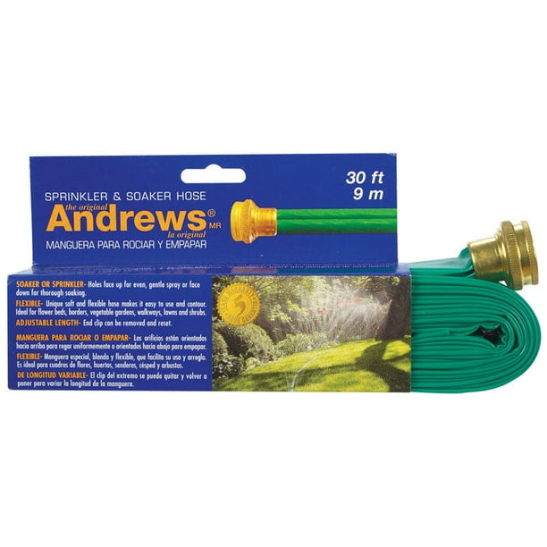 Manguera de rociador/remojo Andrews, mediana resistencia, 1 pulgada x 9 m, verde