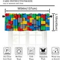 thumbnail image 5 of Building Blocks Valance Curtain Themed Digital Design Toy Dotted Matching Rectangles Print Rod Pocket Valance Window Treatments Short Curtains for Kitchen Living Room Decor 54x18inch, 5 of 6
