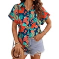 thumbnail image 4 of Fantaslook Hawaiian Button Down Shirts for Women Casual Short Sleeve Floral Print Blouses Summer Tops, 4 of 10