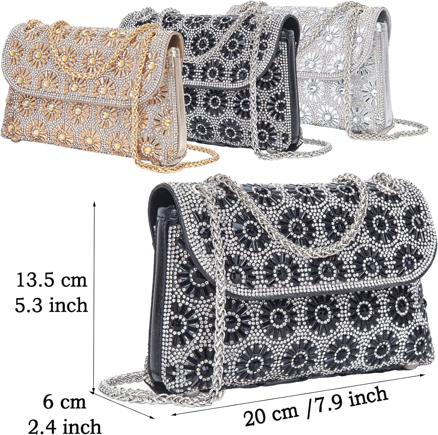 Shoulder Bags Crossbody Bag Purses Handbags Crystals Rhinestone Evening Bag for Women Clutch Purse with Chain