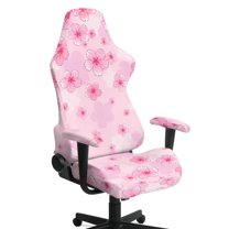 Jiueut Cherry Blossom Print Gaming Chair Cover with Armrest Cover, Dustproof Desk Chair Cover Removable Computer Reclining Chair Slipcover Non Slip Desk Chair Seat Protector for Home Gaming