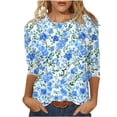 thumbnail image 3 of VBTAPA Womens Plus Size Tops 3/4 Sleeve Shirts Round Neck Loose Casual Blouses Floral Print Tshirts on Sale Multicolor XXL, 3 of 6