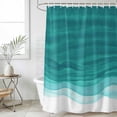 thumbnail image 6 of Polyester Fabric Ombre Turquoise Waves Shower Curtain, Abstract Art Gradient Modern Waterproof Bathtub Curtain Bathroom Decor Set with Hooks 36 x 78 Inches, 6 of 6