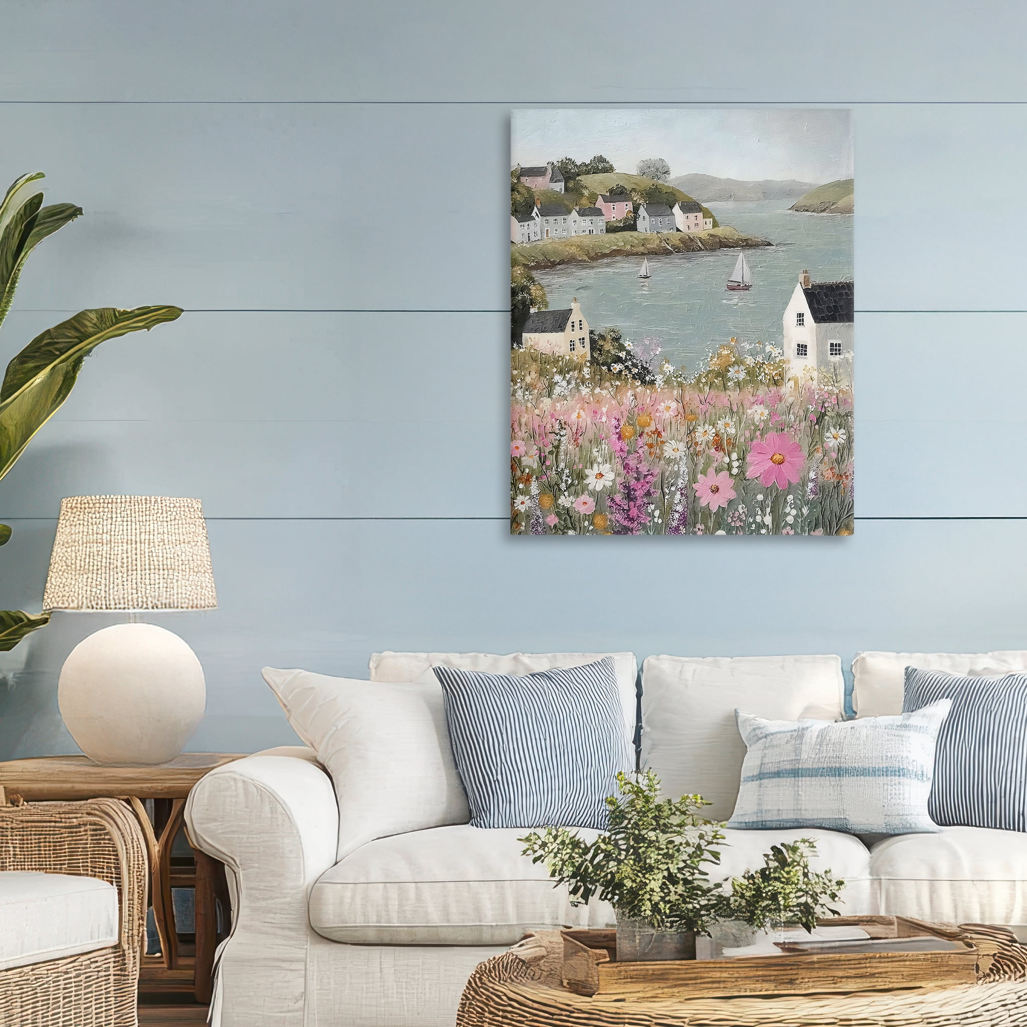 Stupell Industries Seaside Cottages & Sailboats Canvas Wall Art, design by Riley B