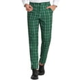 thumbnail image 1 of INSPIRE CHIC Men's Pants Plaid Elastic Waist Stretch Flat Front Dress Pants 34 Dark Green, 1 of 7
