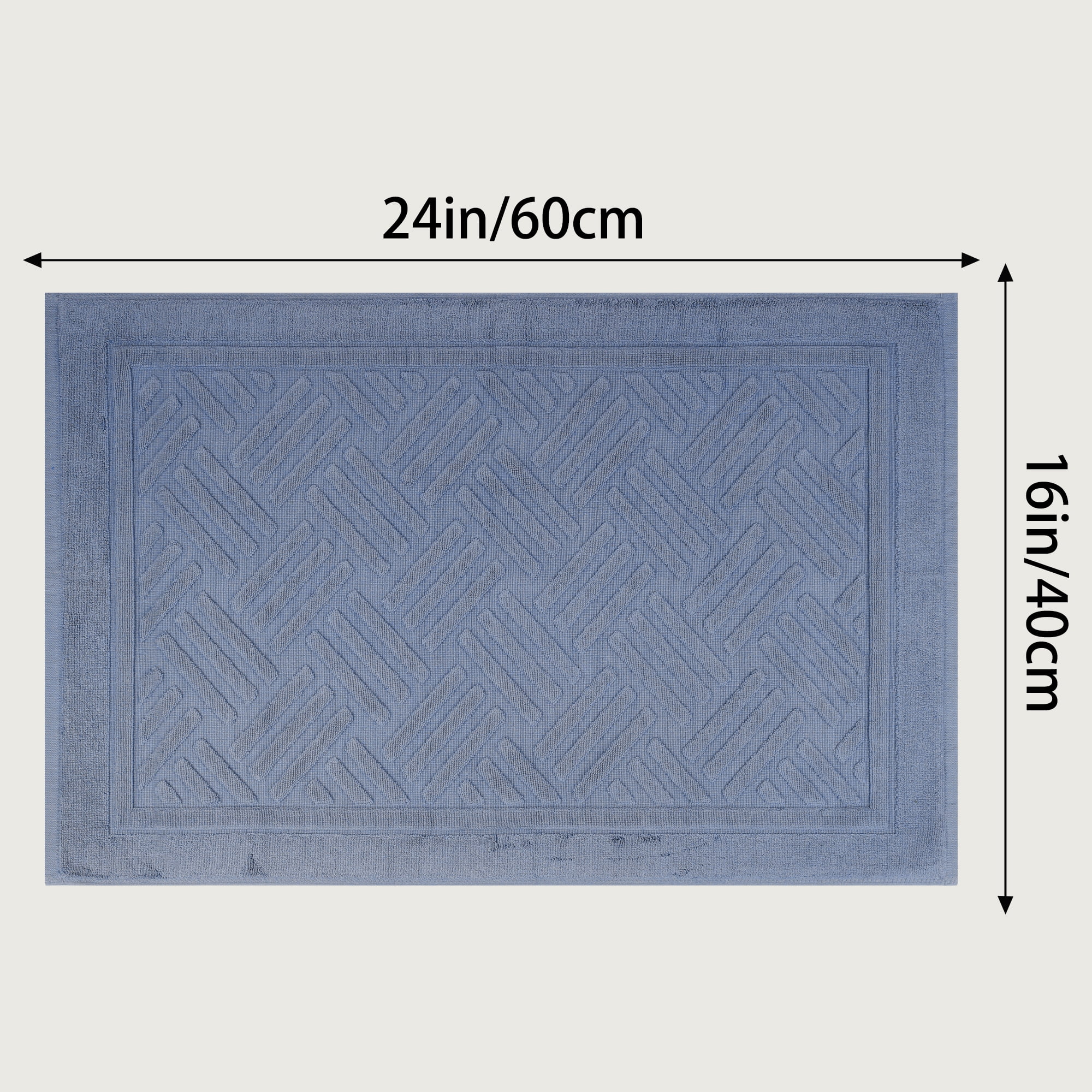 REGALWOVEN Cotton Bath Mat Towel, Luxury Absorbent Floor Rug for Hotel Spa Shower Bathroom Towels Blue 16" x 24"