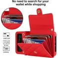 thumbnail image 4 of Phone Case for Samsung Galaxy Z Flip 4 5G 2022 Wallet Cover with RFID Blocking Crossbody Wrist Strap Stand Credit Card Holder Leather Lanyard Cell Accessories ZFlip4 Z4 Flip4 4Z Women Men Red, 4 of 13