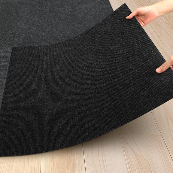 24"x 24" Carpet Tiles Peel And Stick 10 Non-slip Carpets Squares (40 Sqft/box Black) - Indoor Outdoor Sadhesive Diytallation For Room/kitchen/basement/garage