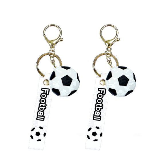 2 Pack 3D Mini Soccer Ball Keychain, Football Key Ring for Backpack, Sports Fan Accessory for Men Women, World Cup Premier League MLS Souvenir