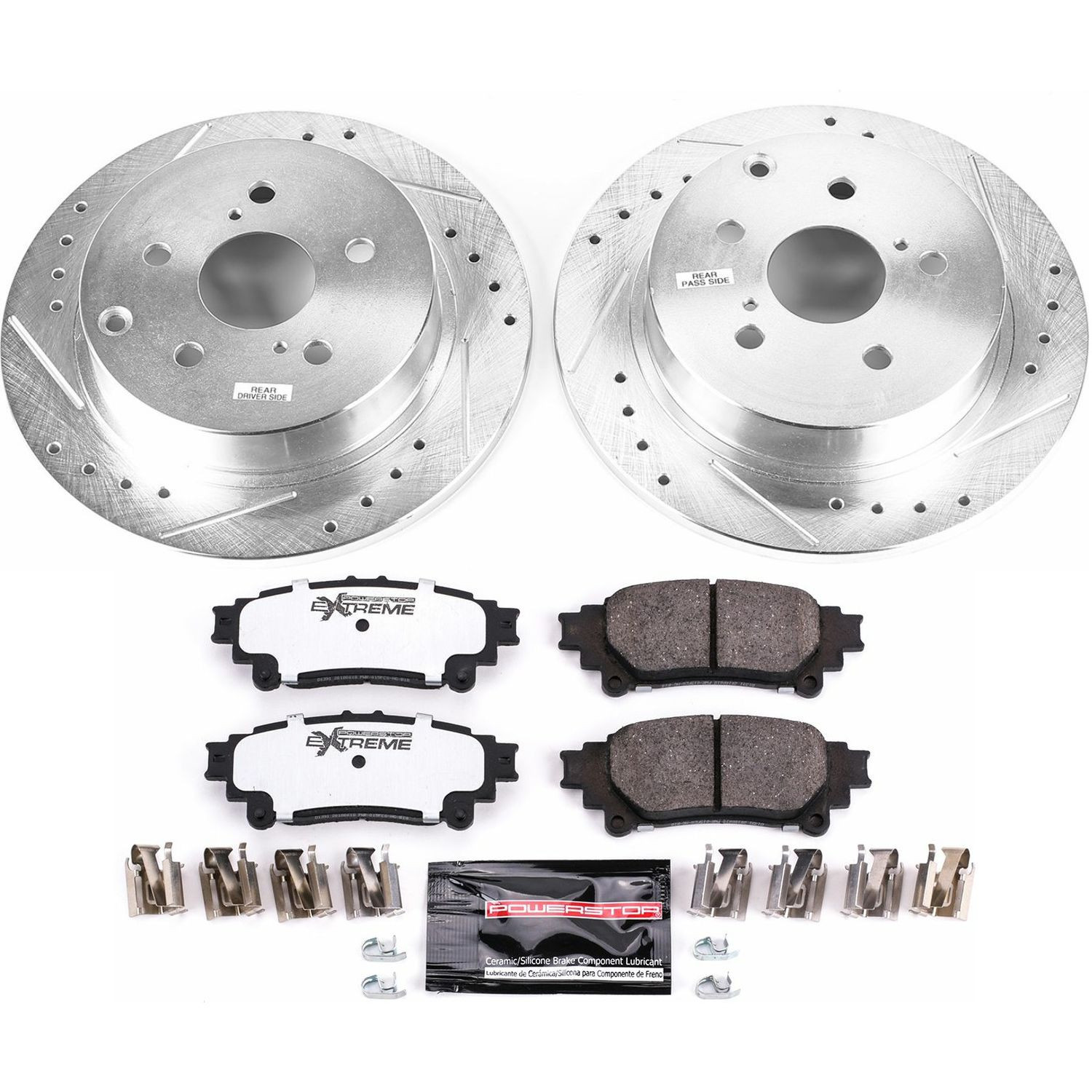 PowerStop Rear Z36 Truck & Tow Carbon-Fiber Ceramic Brake Pad and Drilled and Slotted Rotor Kit Fits: TOYOTA Select Models K6099-36