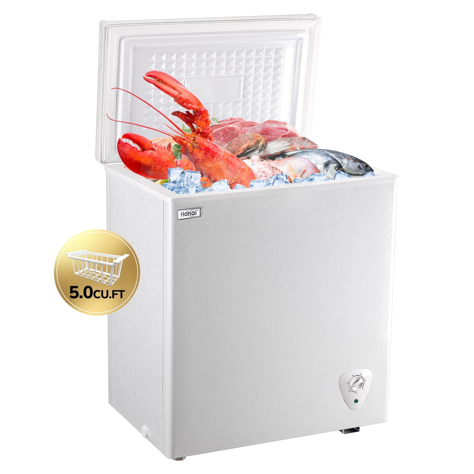 WANAI 3.5 Cu ft Chest Freezer, Compact with Removable Basket, 7