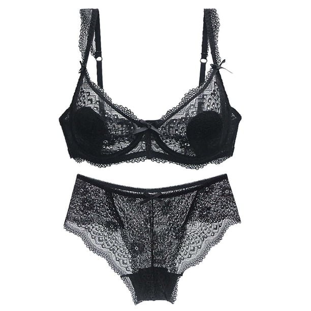 Conjunto de lencería para mujer Sujetador y bragas de encaje sexy Conjunto de lencería fina de verano Fridja nalpqowj39749