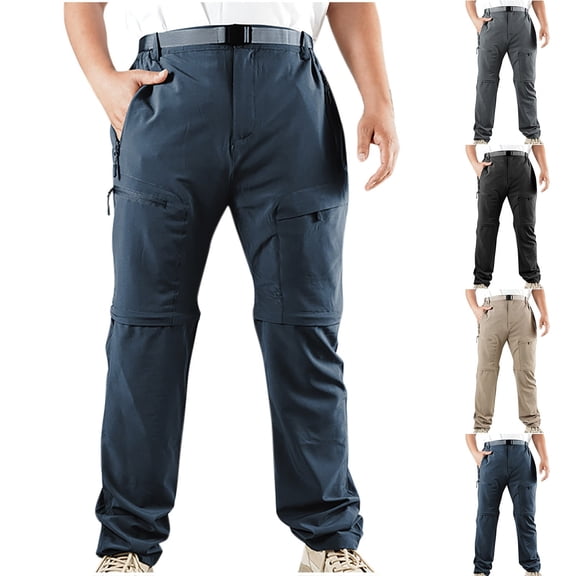 DDAPJ pyju Men's Nylon Cargo Pants Convertible Hiking Work Pants Water-Resistant Quick Dry Lightweight Outdoor Travel Camping Fishing Pants with Zipper Pockets Black XXL