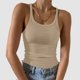 thumbnail image 2 of Camiseta sin mangas de cuero sintético con cuello en V para mujer: camisola lisa, ligeramente elástica, para llevar en ocasiones informales o fiestas, varias tallas, 2 of 5