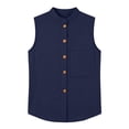 thumbnail image 4 of TGSLY Women's Linen Mandarin Collar Tank Tops Lightweight Soft Crew Neck Sleeveless Button Down Vest Relaxed Fit Dressy Casual Solid Color Shirts with Pocket XXXL, 4 of 7