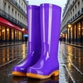 thumbnail image 2 of YUEHUA Womens Rain Boots Waterproof Mid Calf Fashion Rubber Shoes with Thick Sole for Women Daily Wear Outdoor Activities Lightweight Anti-Slip Garden Boots, 2 of 8