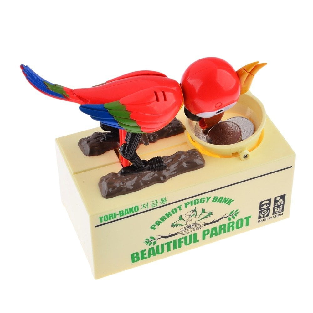 PlayWorld CoinCollector Parrot Coin Bank - Red