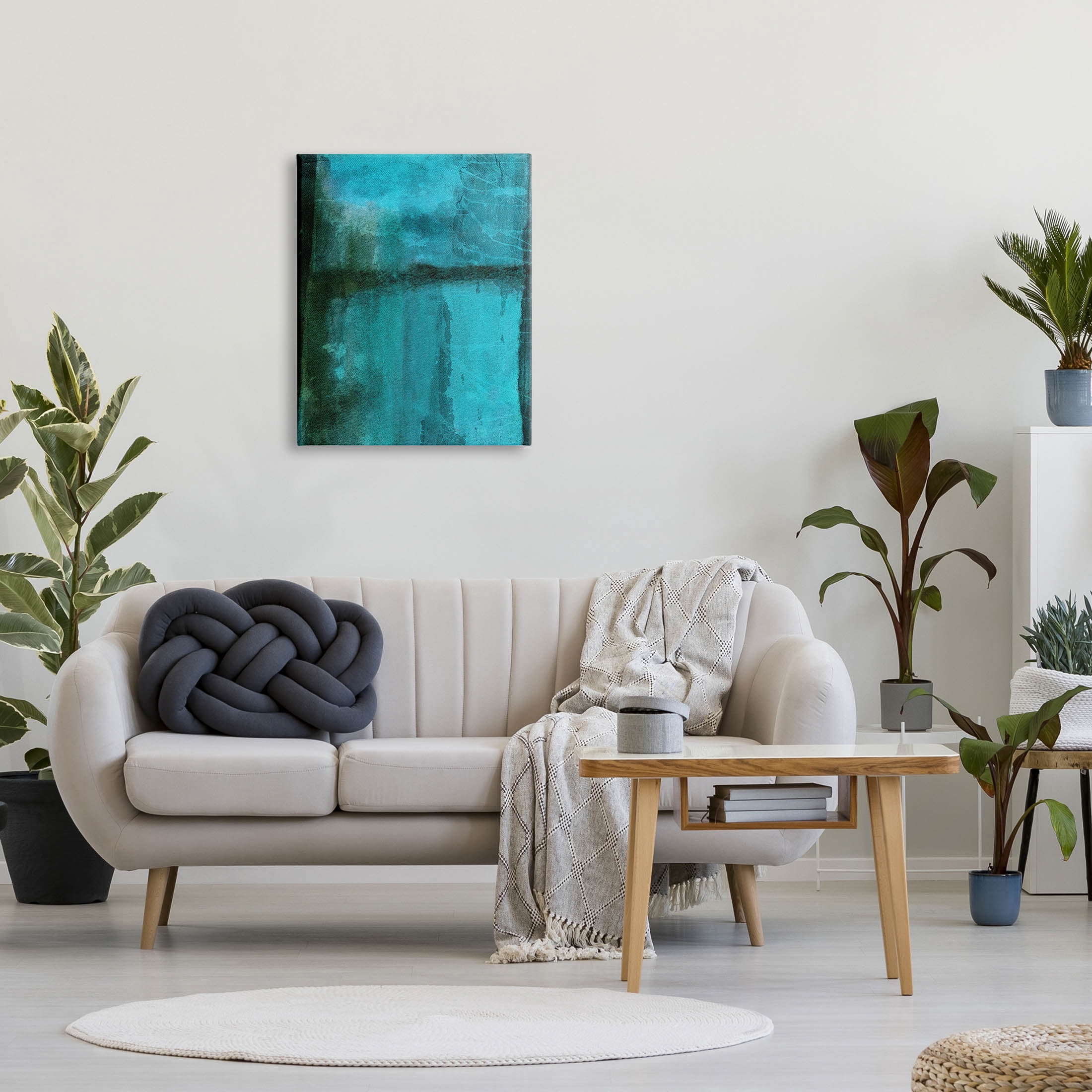 Abstract Blue Lake Landscape Abstract Graphic Art Gallery Wrapped Canvas Print Wall Art