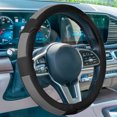 thumbnail image 3 of Deluxe Full Grain Authentic Leather Steering Wheel Cover Fits 14.5" - 15.5", 3 of 5