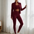 thumbnail image 4 of 3-Piece Women’s Workout Set Zip Jacket, Strappy Tank & High-Waist Pocket Leggings Stretchy Outfit, 4 of 7