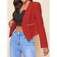 thumbnail image 3 of Women'S Short Blazer, Work/Casual Long Sleeve Front Opening Jacket with Pockets Red S, 3 of 6