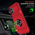 thumbnail image 3 of Designed for Moto G Stylus 5G (2025) Case Hidden with Card Holder & 360 Ring Stand/Kickstand, Hard PC + Soft TPU [Drop Protection] Heavy Duty Rugged Protective Cover For Moto G Stylus 5G (2025), Red, 3 of 7