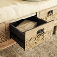 thumbnail image 5 of DecMode Brown Farmhouse Upholstered Floral Engraved Accent Wood Storage Bench, 47"W x 20"H, 5 of 16
