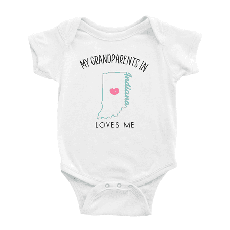 

My Grandparents In Indiana Loves Me Baby Bodysuits Unisex 3-6 Months