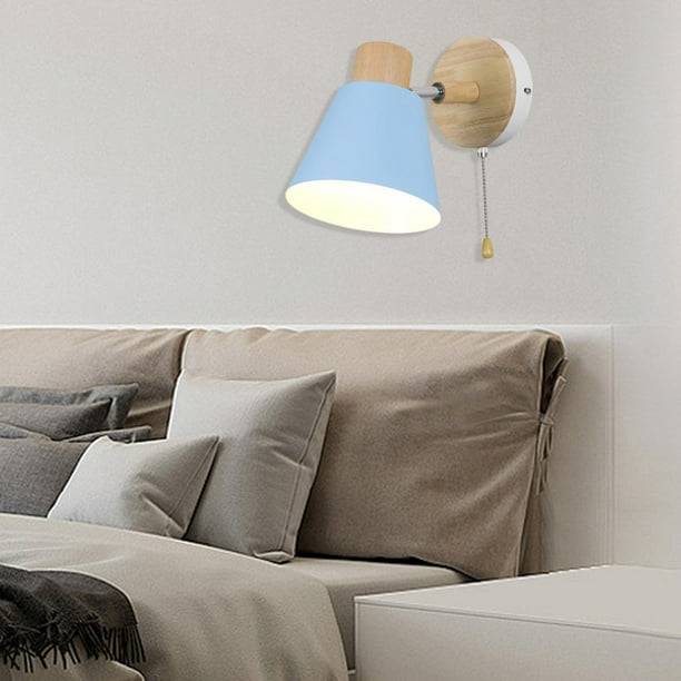 Aplique de luz de lámpara de pared Simple con interruptor de cable de tracción, accesorio de iluminación creativo para cocina, lectura, sala , Azul