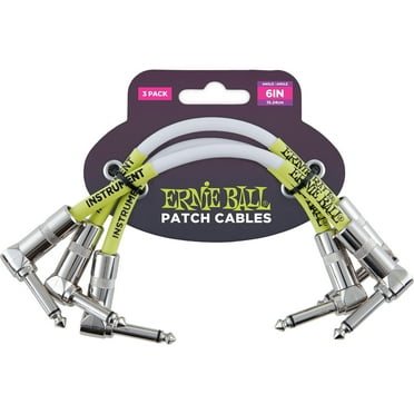 Ernie Ball 6" Angle Patch Jumper Cable, 3-Pack, White