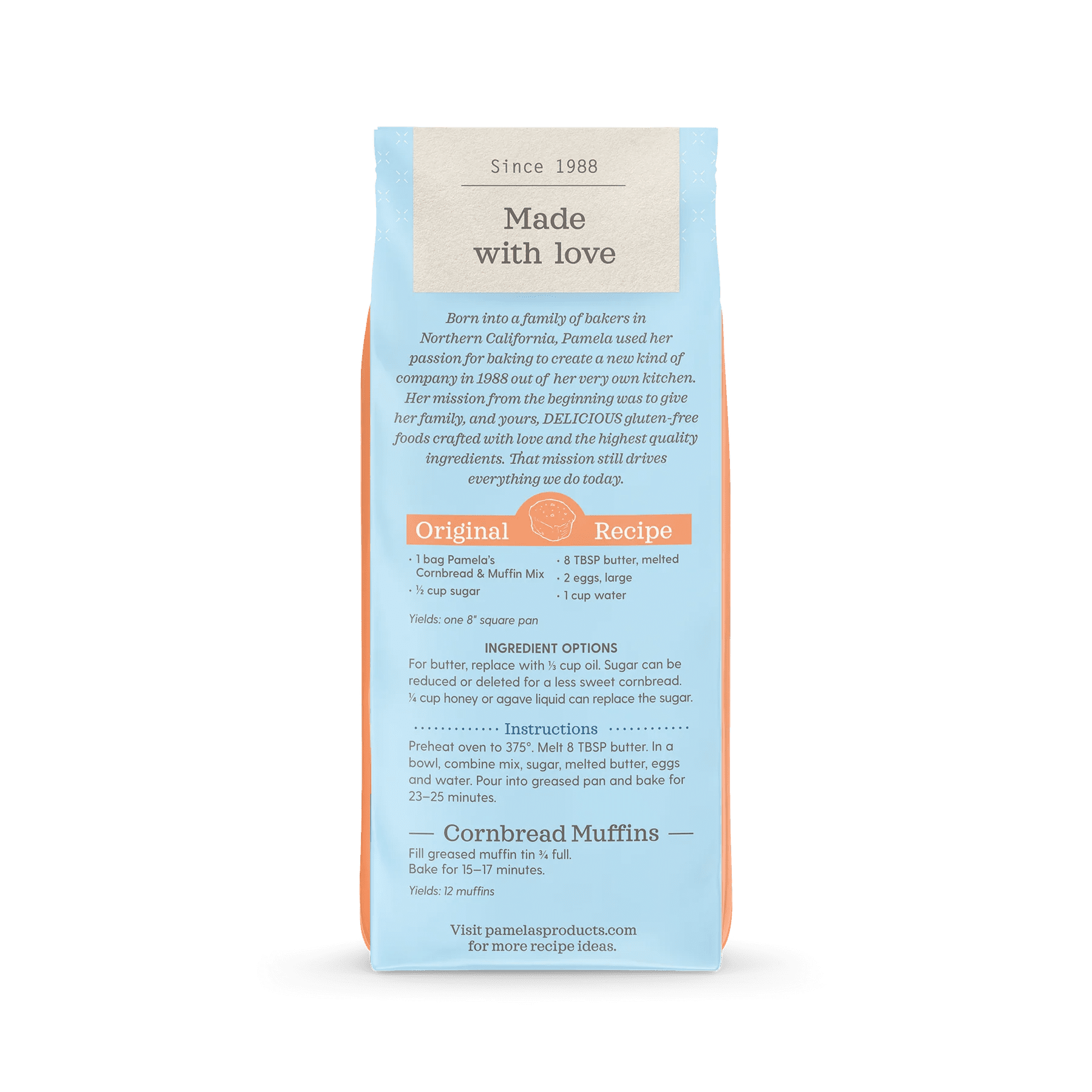 (3 pack) Pamela’s Gluten-Free Cornbread and Muffin Mix, 12 oz Bag