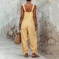 thumbnail image 4 of WULMLEO Women's Striped Loose Fit Square Neck Rompers Sleeveless Minimalist Wide Leg Jumpsuit with Pockets Summer Casual Overall Dressy 2026 Overalls Yellow XL, 4 of 4