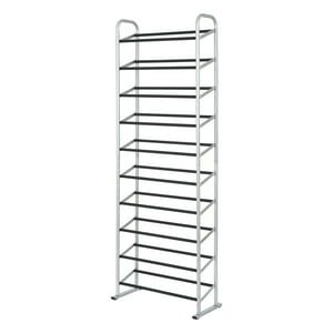 Mainstays 10-Tier Shoe Rack, Silver and Black