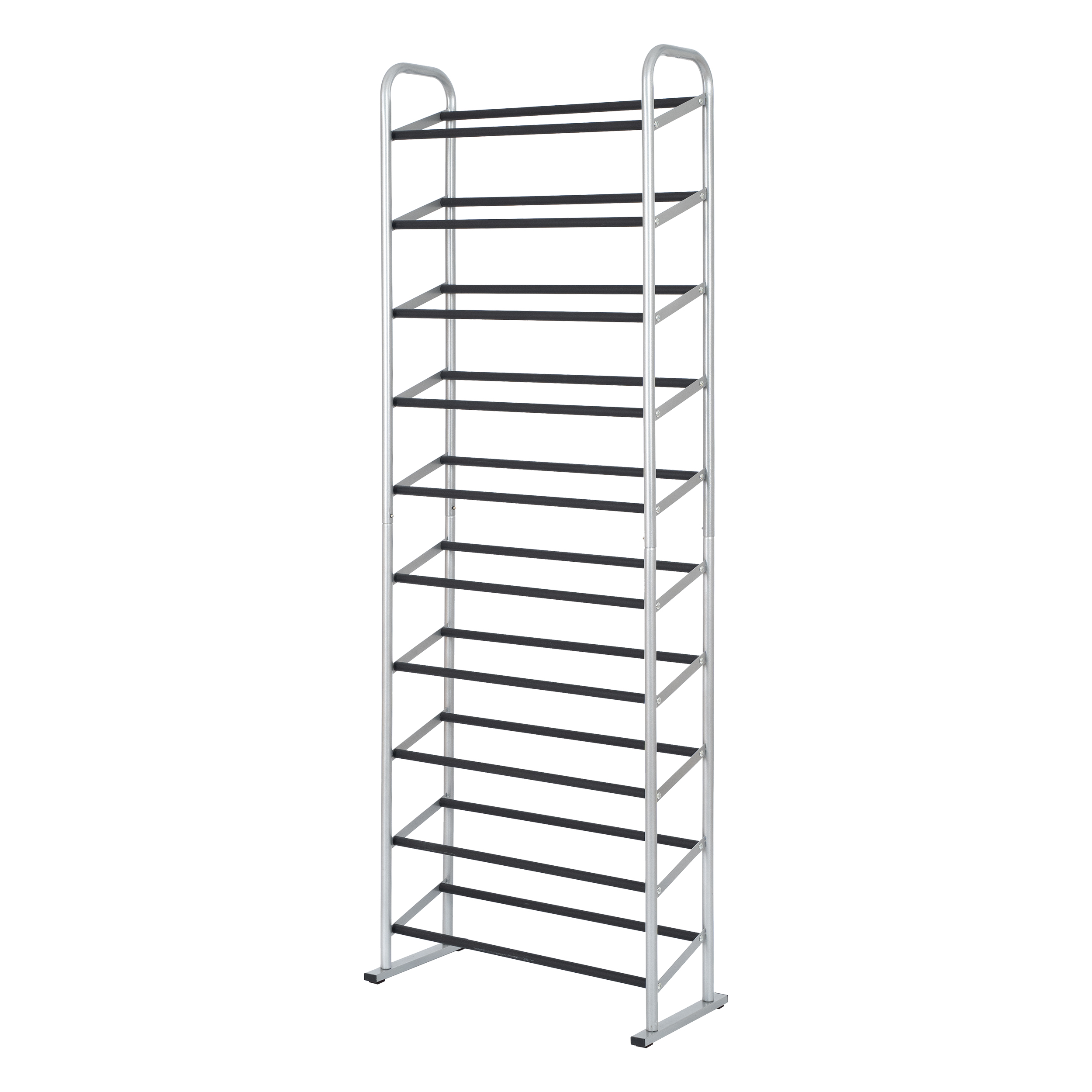Mainstays 10-Tier Shoe Rack, Silver and Black