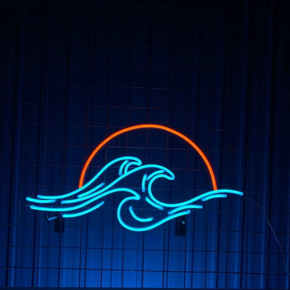 Handmadetneonsign Sun Waves Neon Sign, Beach Wave Wall Art Decor, Home Room Wall Decor