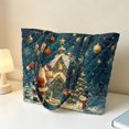 thumbnail image 3 of XYZCANDO Christmas Santa Print Quilted Large Handle Handbag, Lightweight Durable Shoulder Tote for Holiday Shopping Travel Festive Gifts for Women, 3 of 7