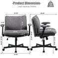 thumbnail image 2 of Criss Cross Legged Office Chair with Wheels and Flip-Up Arms, Upholstered Criss Cross Desk Chair, Wide, 2 of 7